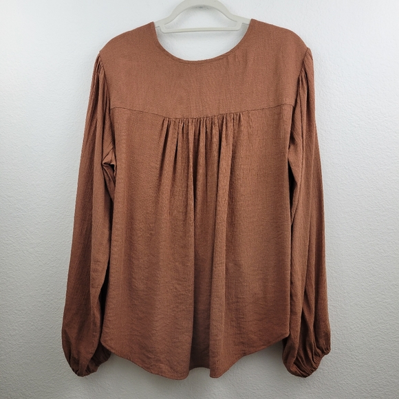 Free People Brown Long Sleeve Textured Top - Picture 8 of 12